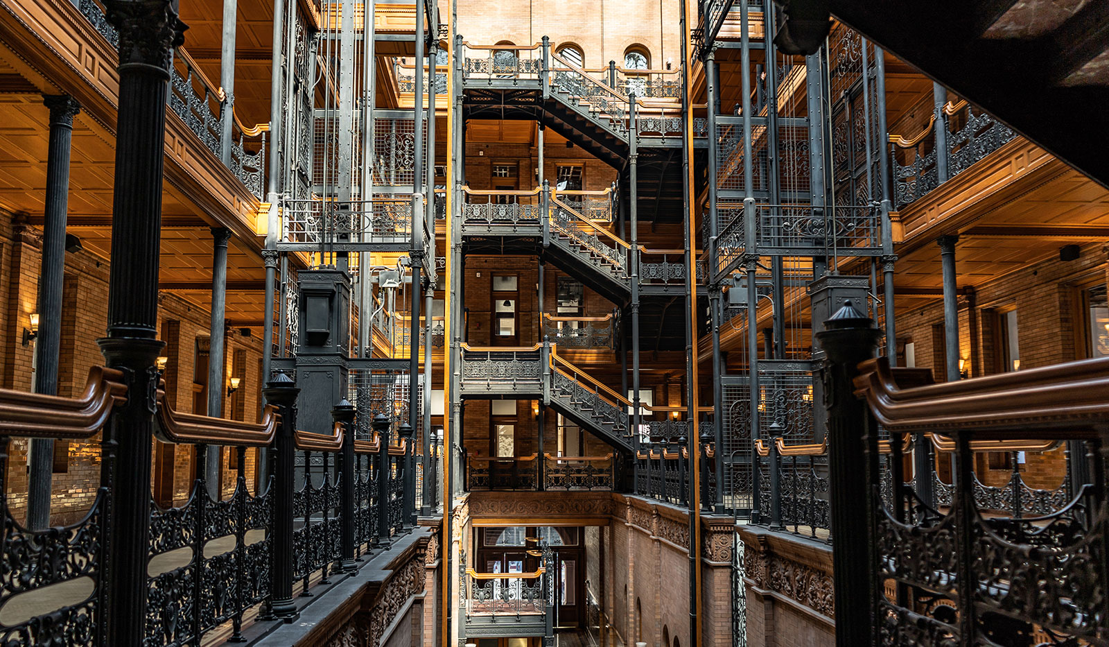 Famous multi-level stairs at Bradbury Building