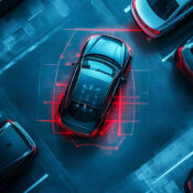 Smart car parking assist system is visualized from a top view